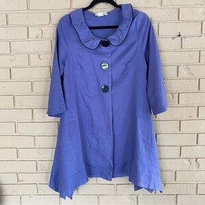 Song Sung Top Womens Small S Purple 100% Linen Lagenlook Made In USA Boho Tunic